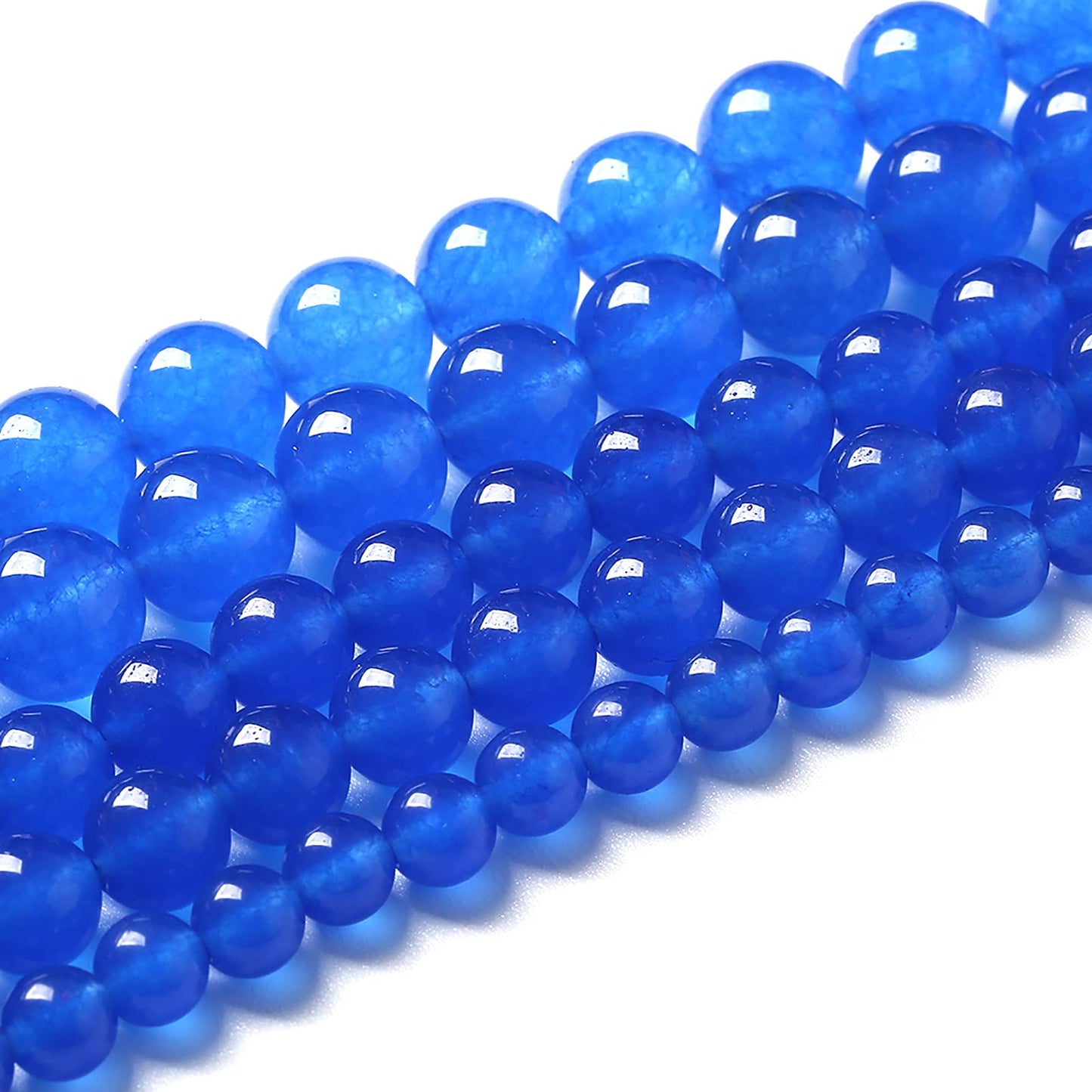 60pcs 6mm Natural Blue Jades Chalcedony Stone Beads Round Loose Spacer Beads for Jewelry Making DIY Bracelets Crystal Energy Healing Power Stone (6mm, Blue Chalcedony)