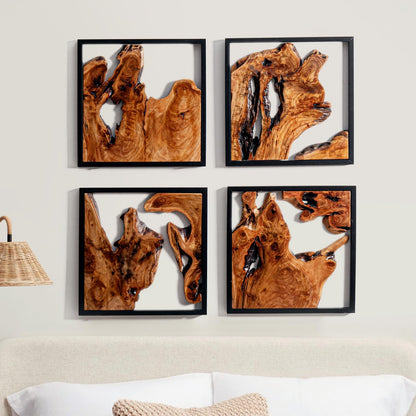 WELLAND 2 Pieces Rustic Cedar Wall Sculptures, Live Edge Wall Art Décor, Decorative centerpieces of wood for Living Room, Bedroom, Bathroom, Home Office, Dining Room,