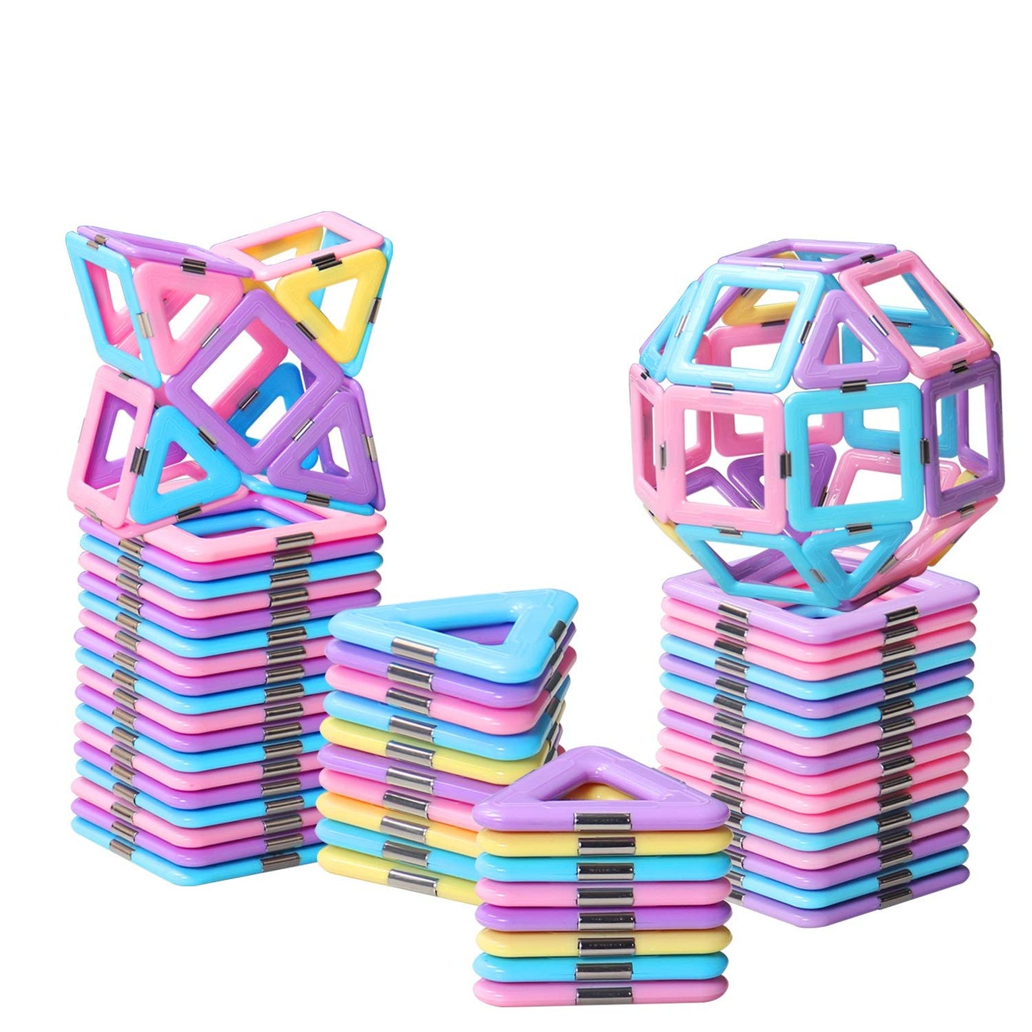 Tolnetr Magnetic Tiles Toys for 3 4 5 6 7 8+ Year Old Boys Girls Upgrade Macaron Castle Blocks Building Set for Toddlers STEM Creativity/Educational Toys for Kids Age 3-6 Christmas Birthday Gifts