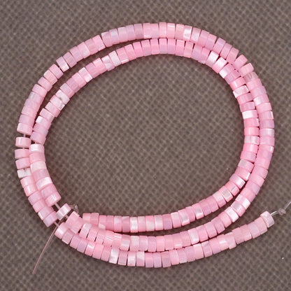 BONNY BOXX 150PCs Natural Pink Shell Spacer Beads, Loose Semi Precious Flat Round Gemstone Heishi Disc Stone Beads for Beading Jewelry Making 4mm*2mm