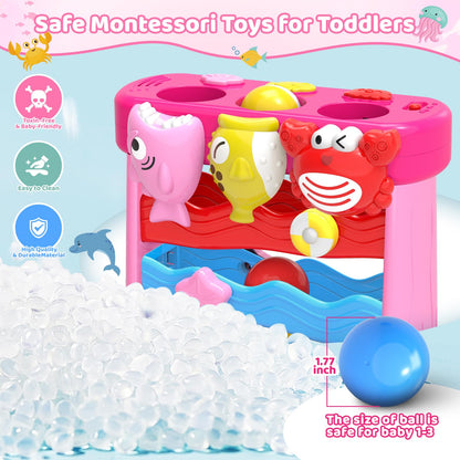 Musical Toys for 1 2 3 Years Old Toddlers Girls, Interactive Feeding Toy with Music & Balls, Montessori Education Toys for Baby 12-18 Months, Christmas Birthday Gifts for Aged 1-3 Year Toddler