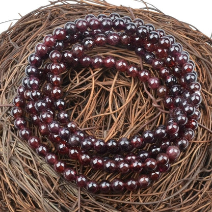 MASSIVE BEADS Garnet - Longevity - Handmade Handmade Yoga Stretch Elastic Bracelet Natural Stone Crystal Healing Power Energy Gifts for Unisex Adult 4mm