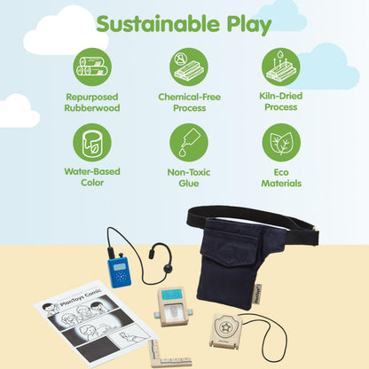 PlanToys® Wooden Pretend Play Secret Agent Kit for Kids | Montessori Spy Role Play Toy | Eco-Friendly Educational Toy for Imaginative Learning