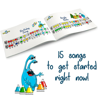 MINIARTIS Desk Bells for Kids | Educational Music Toys for Toddlers 8 Notes Colorful Hand Bells Set | Kids Musical Instrument with 15 Songbook | Great Birthday Gift for Children