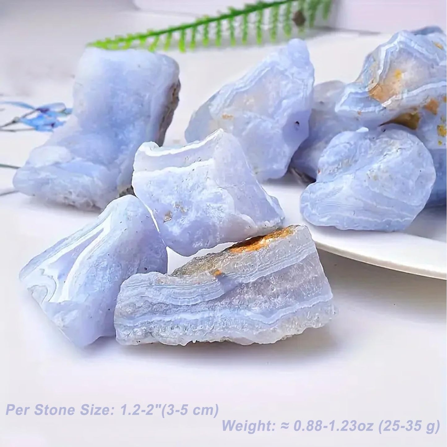 Erliway 1.25-2" Blue Lace Agate Raw Stone and Healing Crystals, Natural Rough Stone for Tumbling, Cabbing, Fountain Rocks, Decoration, Raw Crystal and Healing Stones for Polishing, Wicca & Reiki