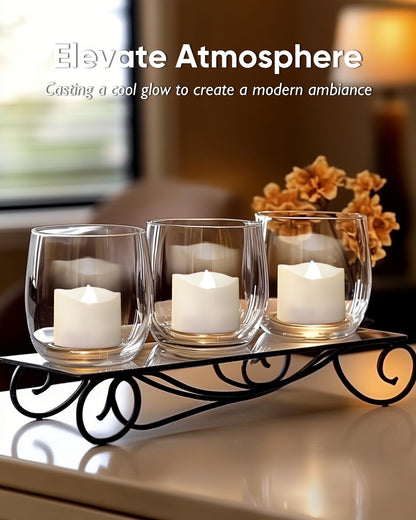 Homemory Cool White Flameless LED Tea Lights Candles, 200+Hour Battery Operated Fake Electric Votive TeaLights for Christmas, DIY Mood Lighting, Party, Holiday, Funeral, Home Decor, 24-Pack