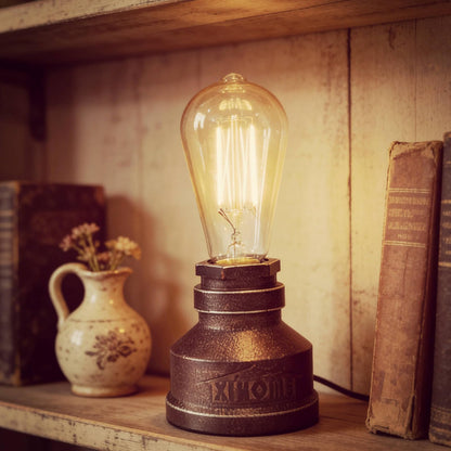 XIHOME Vintage American Village Style Desk Light Creative Table Lamp Iron Steel Water Pipe Table Night Lights,Rustic Loft Industrial Steampunk Retro Base E26 Holder Fitting Lighting Fixture LED Edison
