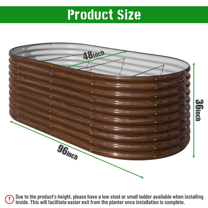 SungNiture 36 Inch Tall Raised Garden Bed 8x4x3 ft Oval Elevated Planter Box for Vegetables, Herbs, Flowers Waist-High Ergonomic Design, No Bending Needed, Galvanized Steel Construction