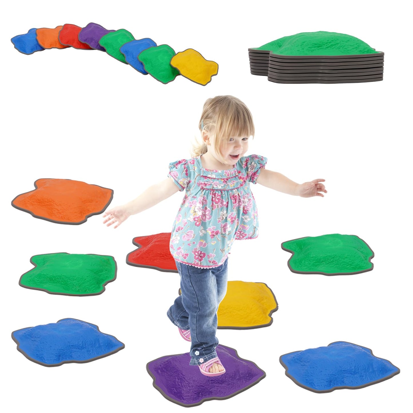 Non-Slip Stepping Stones for Kids 8pcs Plastic Balance Beam Obstacle Course for Promoting Children's Coordination Skills Sensory Play Equipment Indoor & Outdoor Play Toddler Ages 3 Years+
