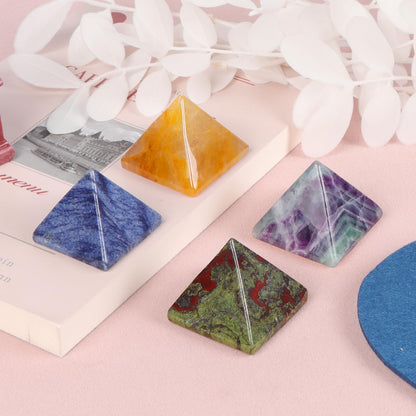 Hxswkk Rainbow Fluorite 1.6" Orgone Pyramid for Positive Energy, Success, Healing - Reiki, Chakra, Anti-stress Handmade Spiritual Gift
