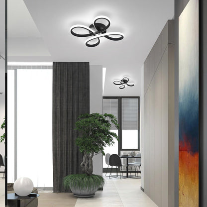 ADISUN Modern LED Ceiling Light, 6000K Semi Flush Mount Ceiling Light Fixture for Living Room, Close to Ceiling Light Fixtures for Bedroom, Corridor, Aisle, Hallway - Indoor Lamp, Black