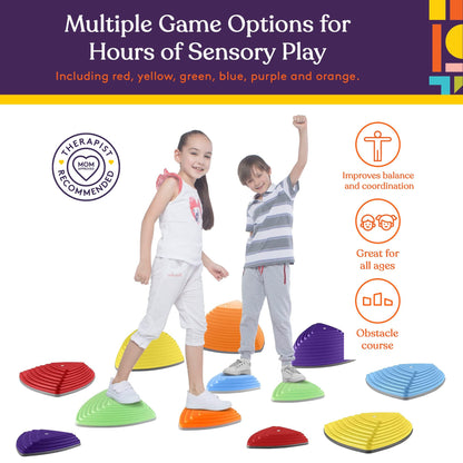 Special Supplies Stepping Stones for Kids Indoor and Outdoor Balance Blocks Promote Coordination, Balance, Strength Child Safe Rubber, Non-Slip Edging (12 Pk)