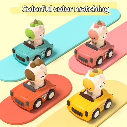 SUPVIB Press to Go Friction Inertia Car, Animal Toddler Toy Cars 1-3, Infant 6-9-12-18 Month Play Figure Vehicle Set, 1st Birthday Gift for 1-2 Year Old Boy Girl