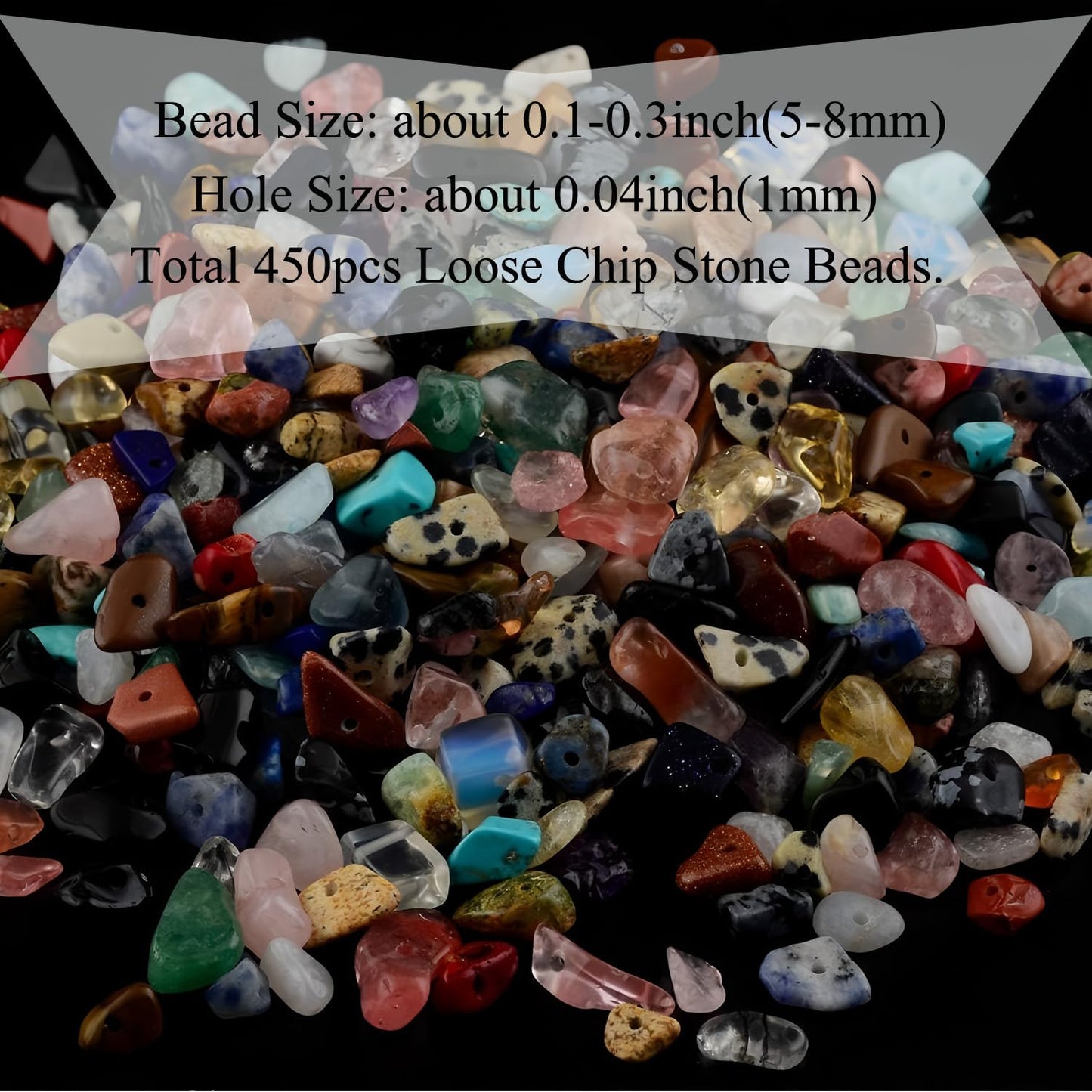 Natural Chip Stone Beads 450pcs Multicolor Chips 5-8mm Genuine Real Irregular Healing Crystal Rocks Hole Drilled DIY Loose Gemstone Beads for Jewelry Making Bracelet Earrings Necklace Crafting