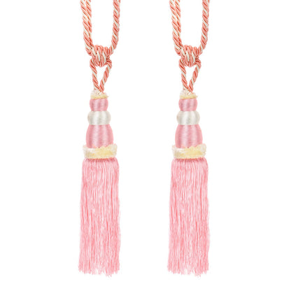 PATIKIL Curtain Tassel Tiebacks, 2 Pack 28" Gourd Shape Curtain Holdbacks Rope with Tassel, Handmade Tie Backs Window Drapery Decorative Rope for Home, Cafe, Office, Pink