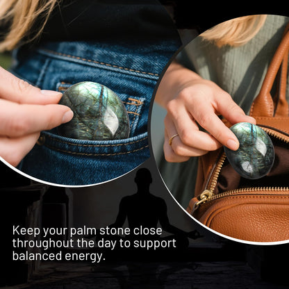 Orientrea Labradorite Palm Stone-1 Pc Labradorite Pocket Energy Stone, Smooth Healing Crystal Worry Stones