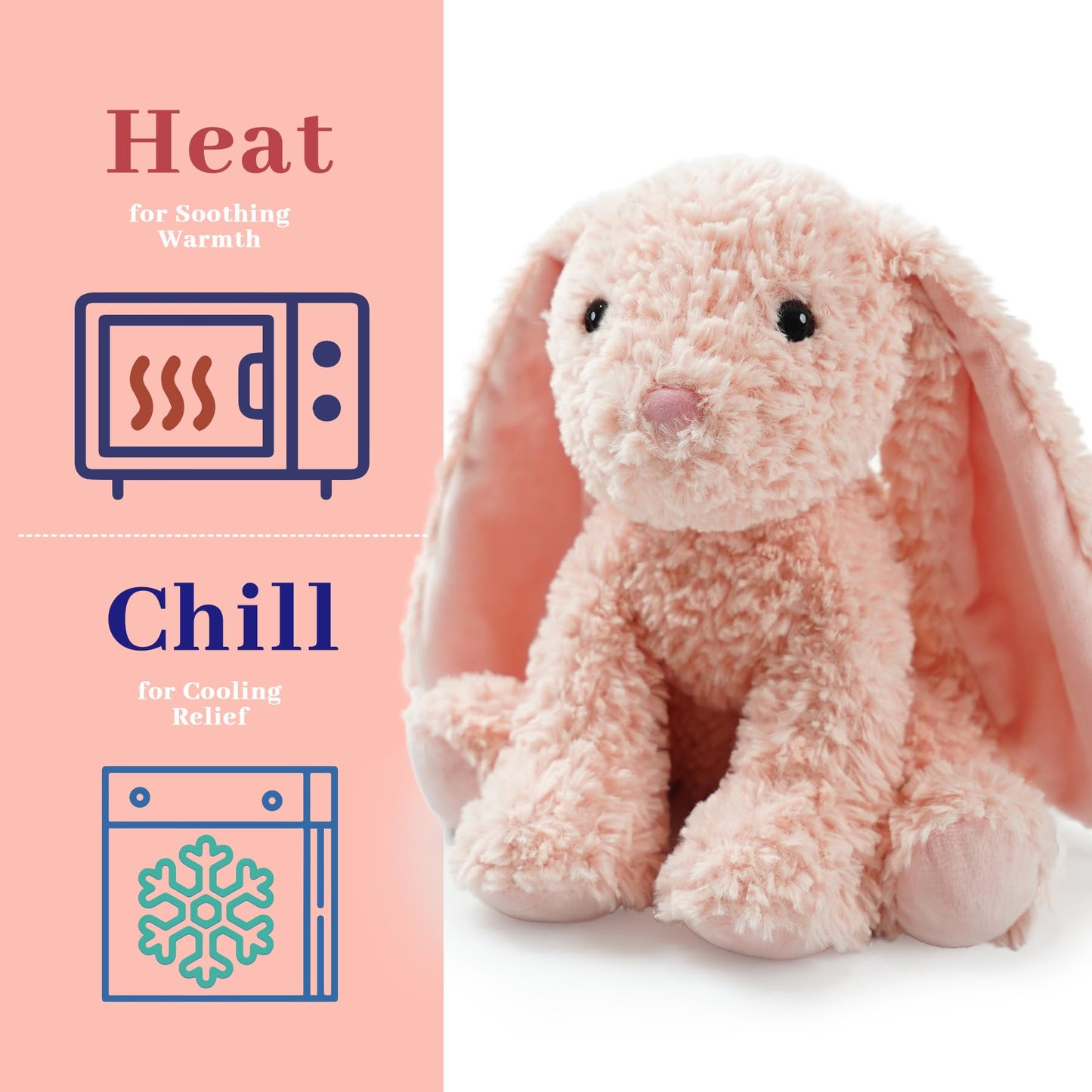 Pluhsould Microwavable & Weighted Stuffed Animals,Bunny Stuffed Animal 8.5 Inch, 1.1 Lbs,Cute Soft Plush Toys for Boys, Girls, Babies & Toddlers（Lightly Scented with Chamomile