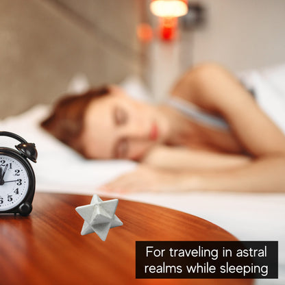 Amazing Gemstone Snow Quartz Merkaba Crystal - 0.75 Inches Metaphysical Merkaba Star for Meditation - Energetic Tetrahedron Crystal and Healing Stones and Healing (15-20mm)