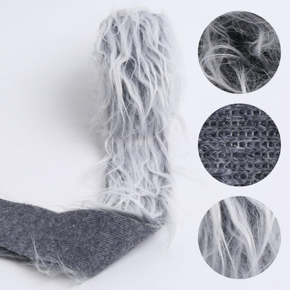 Shaggy Plush Faux Fur Fabric Precut Strips Frost Gray Fur Fluffy Fuzzy Craft Fur for Christmas Decoration DIY Craft Gnomes Beard Hair Dwarf Cosplay Costume (Frost Gray, 4x60 inch)