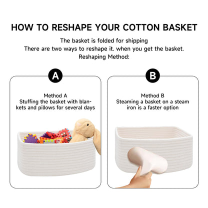 MiniArk Small Storage Baskets for Organizing | Closet Organizer Bins | Shelf Toy Basket | Woven Rope Baskets | Cube Decorative Box | Shallow Basket | 13x8.5x5.1” | 4 Packs Rainbow