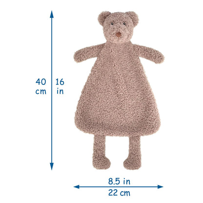 Doindute Baby Brown Teddy Bear Stuffed Animal Security Blanket, Soft Plush Bear Character Lovey Blanket, Baby Shower/Nursery Gift, Newborn Infant Toddler Snuggle Blankie for Boys Girls, 16 Inches