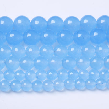 Marine Blue Jade Marrow Stone Beads for Jewelry Making DIY Bracelet Necklace Jewelry Making 1 Strand 15.5inch 35PCS 10MM