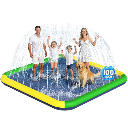 Splash Pad for Kids & Dogs, EPN 140"-100" Extra Large Non-Slip Sprinkler Splash Pad, Thickened 0.5mm PVC Water Play Mat, Outdoor Water Toy for Backyard Summer Fun, Ideal for Toddlers 3+ Boys Girls
