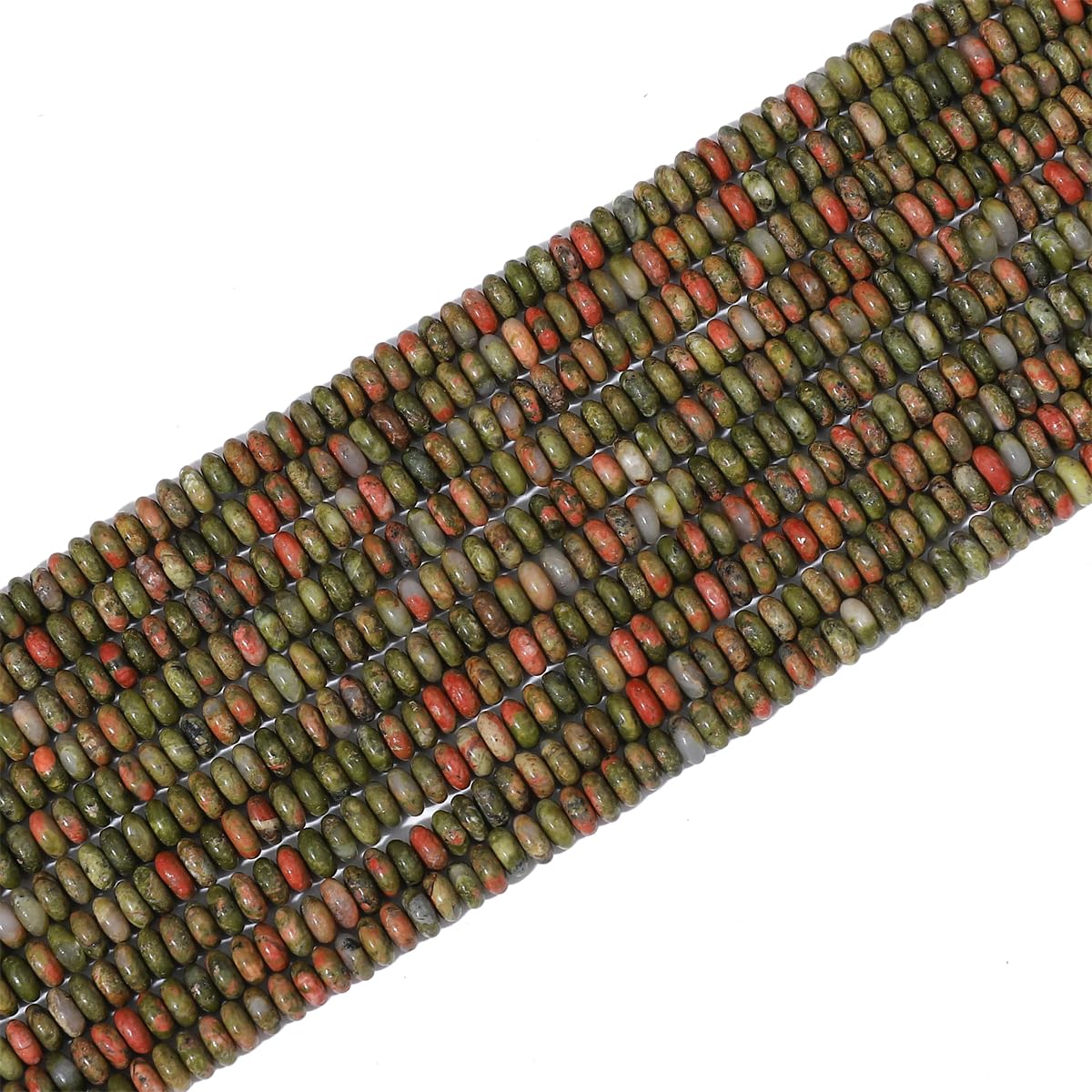 BEADIA Natural Unakite Disk Stone Beads 4x2mm 160pcs Rondelle Loose Semi Gemstone Beads for Jewelry Making Design