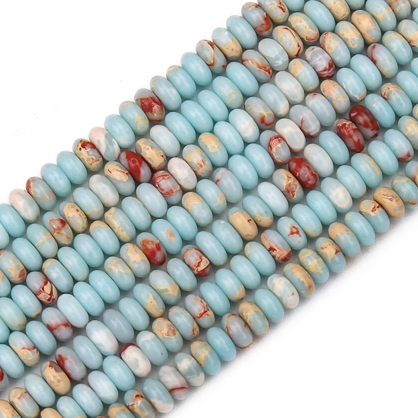 BONNY BOXX 1 Strand Natural 2 * 4mm Snakeskin Imperial Rondelle Beads, Natural Abacus Disk Stone Beads Loose Spacer Gemstone for DIY Bracelet Necklace Jewelry Making