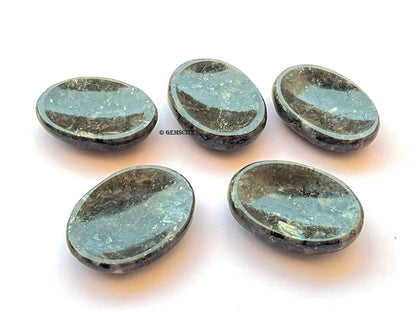 GEMSCITE Larvikite Thumb Worry Stones Metaphysical Gemstone Crystal Healing Reiki Men Women Gift Feng Shui Positive Energy Love Wellness Palm Stones Wicca Powerful