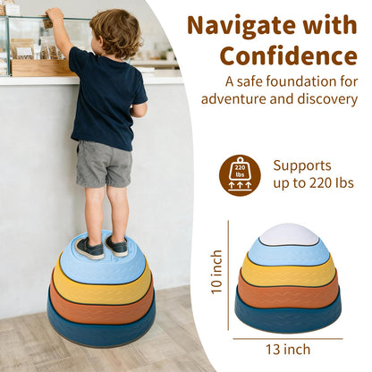 Gentle Monster Stepping Stones for Kids, Set of 6/8/11 PCS for Balance with Non-Slip Bottom - Exercise Coordination and Stability (Egg-Morandi)