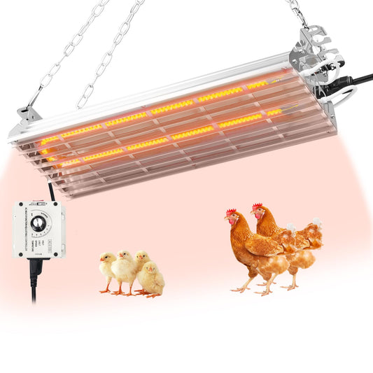 Safe Chicken Coop Heater 600W with Adjustable Thermostat, for Winter Chicken Warmth in 15 Sq Ft Coops, Waterproof & Tip-Over Protection Livestock Warmer