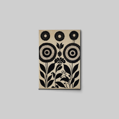 Canvas Print Scandinavian Folk Art Black and Beige Abstract Botanical Wall Art for Scandinavian Home Decor Canvas, Decor