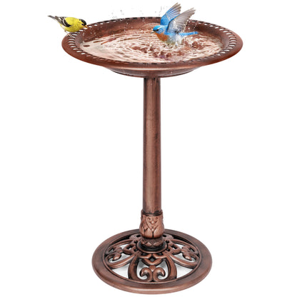 VIVOHOME Bird Bath for Outside, Polyresin Pedestal Bird Baths for Outdoor, Garden, 28 Inch Height Weather-Resistant Birdbaths with 20" Bowl, Antique Bronze