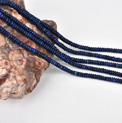 200pcs 4x2mm Lapis Lazuli Natural Stone Disk Rondelle Spacer Semi Precious Gemstone Loose Beads for Jewelry Making 15 Inch