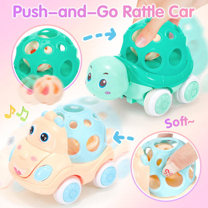 AmiDear Baby Gift for 1-2 Year Old Girl, 10-in-1 Montessori Toys Bus for Baby 6-12-18 Months+, First Christmas and Birthday Gifts, Blue Educational Musical Sensory Learning Toddler Toys Age 1-2