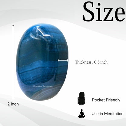 Amazing Gemstone Blue Onyx Crystals and Healing Stones - Large Palm Stone Crystals Piedra - Crystal for Good Luck, Balanced Positive Energy, Meditation - Unique Stocking Stuffers Gifts for Women, Men