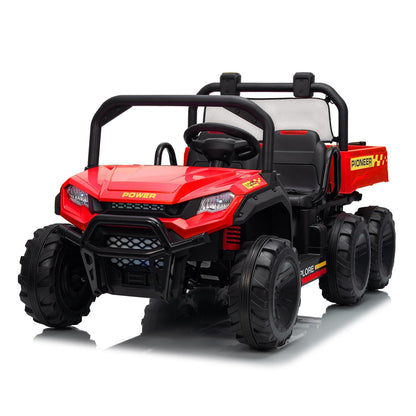 24V Electric Ride-on Dump Truck for Kids, 4WD Ride-On Car for Kids, 2-Seater UTV with Remote Control, Off-Road Electric Vehicle for Boys & Girls Outdoor Play