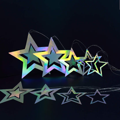 Cheerland Iridescent Star Party Decorations Holographic Hanging Stars Garlands Disco Dancing Queen Galaxy Birthday Decoration Twinkle Star Banner Backrop Alien Space Celestial Theme Party Decor