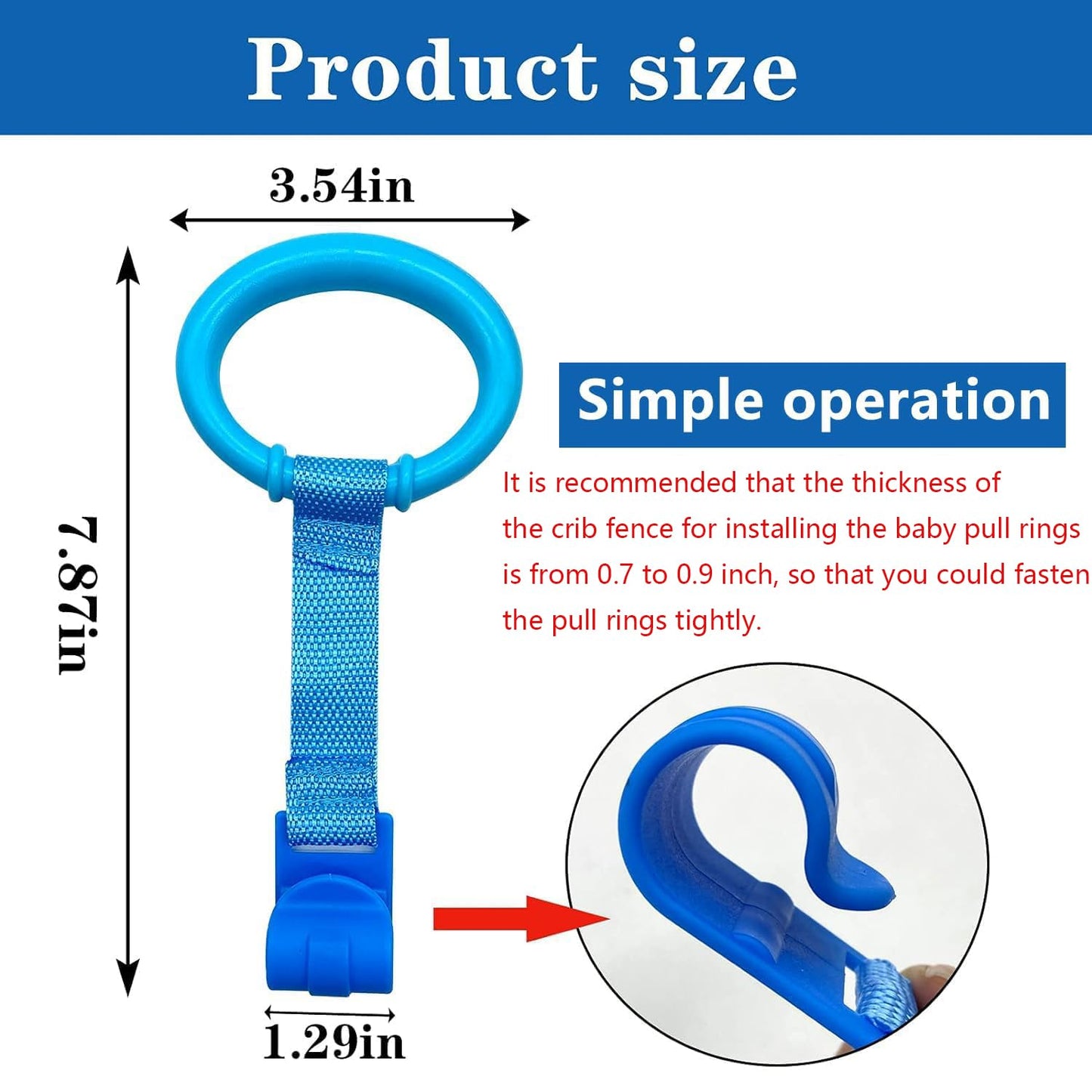 codree 4 Pcs Baby Playpen Pull up Rings- Baby Crib Pull up Rings- Baby Walking Exercises Assistant Rings- Baby Bed Stand Up Rings Baby Cot Hanging Rings for Infant Baby Toddler