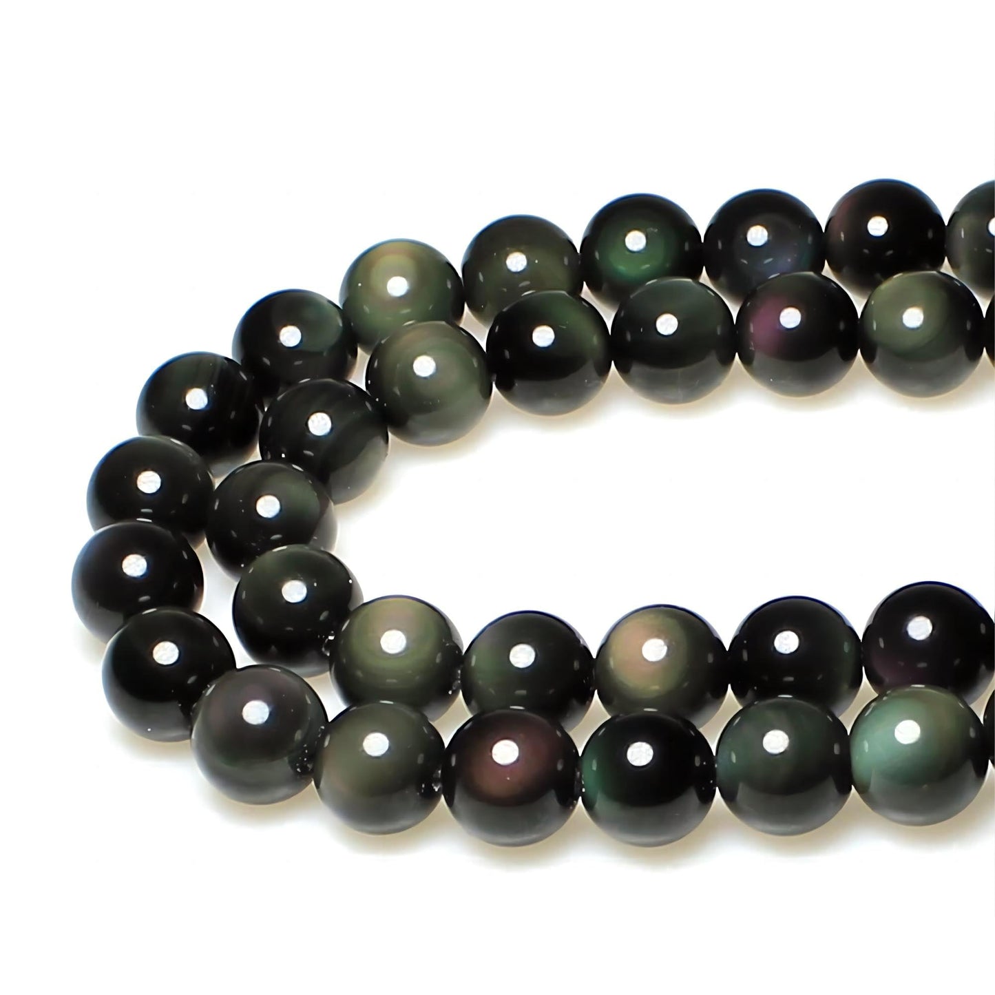 MJDCB Rare Collection Natural Stone Beads Rainbow Obsidian Round Loose Beads for Jewelry Making DIY Bracelet Necklace (10mm)