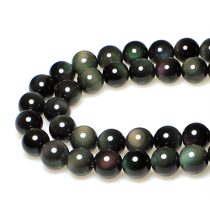 MJDCB Rare Collection Natural Stone Beads Rainbow Obsidian Round Loose Beads for Jewelry Making DIY Bracelet Necklace (10mm)