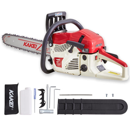 KAKEI 62CC 18-Inch Gas Chainsaw, 3.8HP 2-Stroke Engine, Easy Start, Germany-Steel Chain & Precision Bar, Gas Powered Chainsaw for Tree Cutting, Firewood and Logging