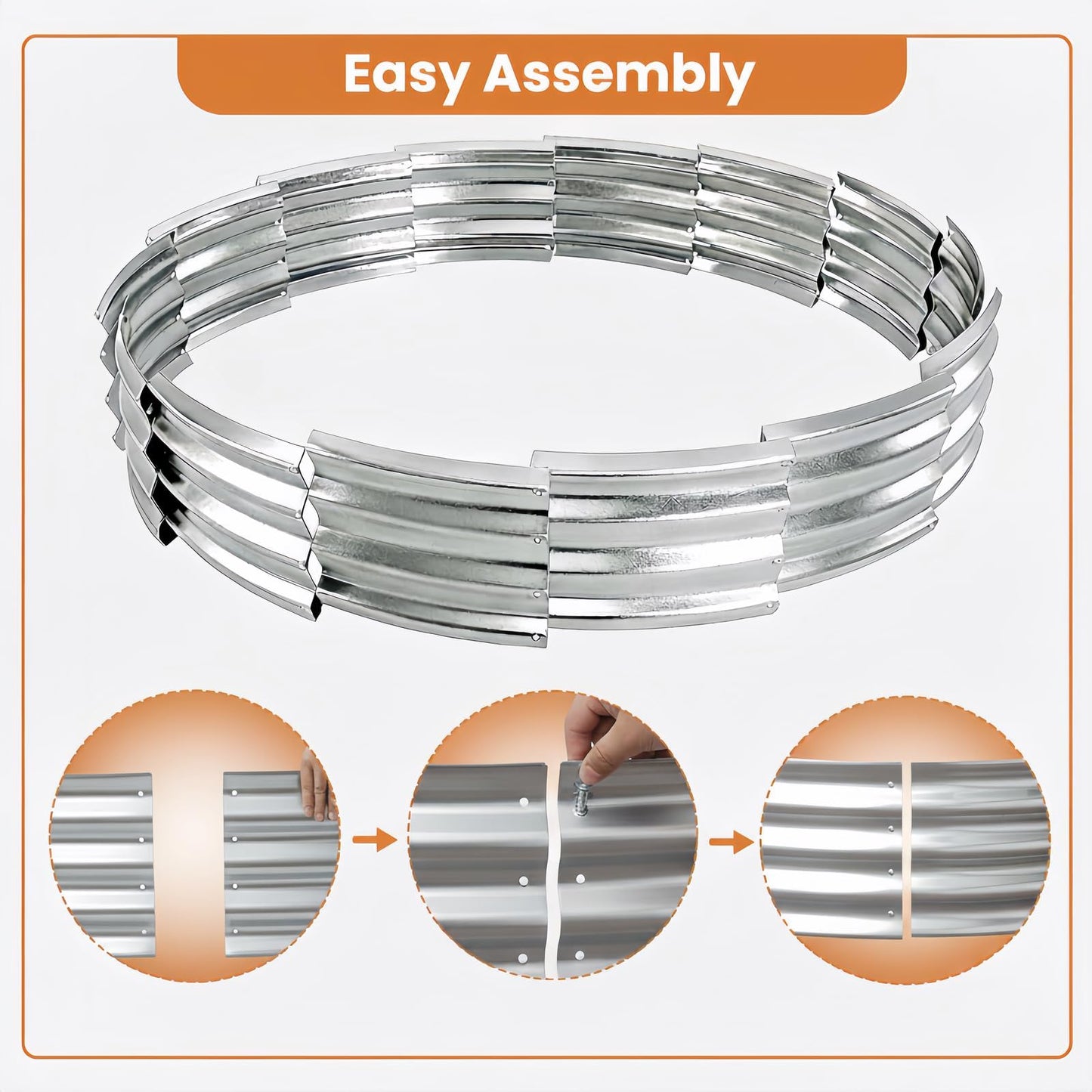 Eclaron 60 Inch Galvanized Steel Fire Pit Ring, 12 Inch Raised Heavy Duty Wood Burning Campfire Ring, Heat Resistant Outdoor Fireplace for Backyard, Patio & Camping