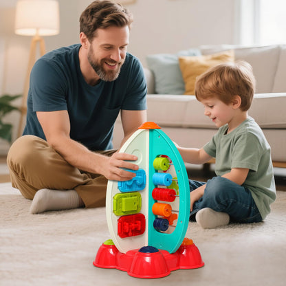 Didklom Musical Rocket Toy for Toddlers 1-3 ， Space Learning Toy with Lights & Songs ， Sensory Fine Motor Skills Development ， Birthday Gifts for Boys & Girls