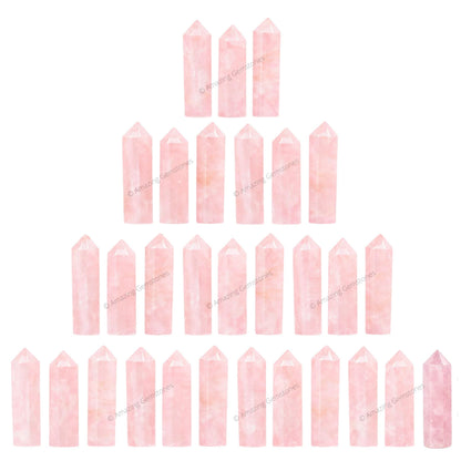 Amazing Gemstone Rose Quartz Crystal Points Bulk Healing Crystals - Pack of 3 Single Terminated Healing Wand Point Bulk Crystals for Crafts, Crystal Grid, DIY Work - Premium Crystals - Beginners Gift