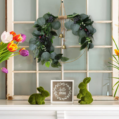 Eucalyptus Wreath for Front Door Artificial Eucalyptus Wreath Olive Fruit and Blueberry with Green Leaf Spring Summer All Season for Farmhouse Front Porch Window Hanging Wall Party Decor