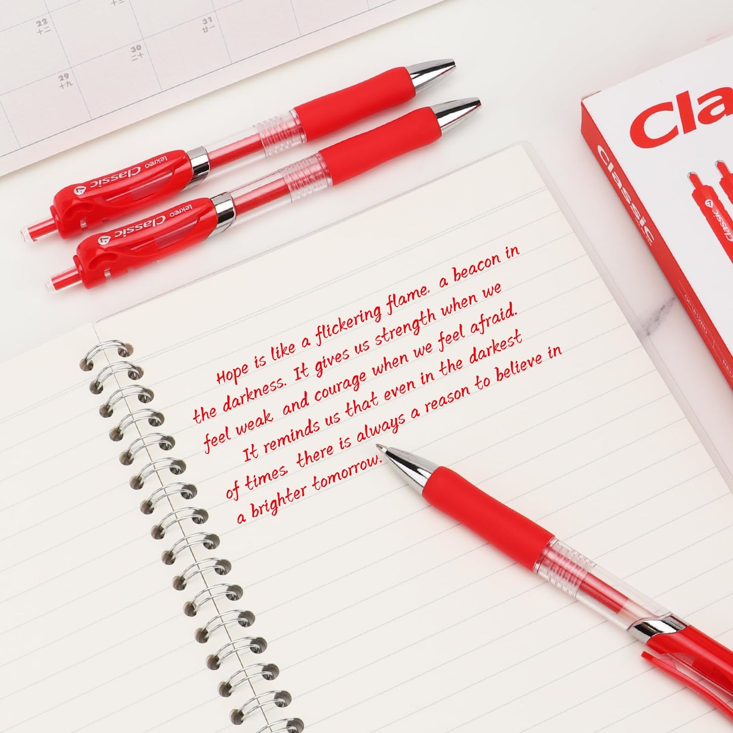 Classic Retractable Gel Roller Pens, 0.7mm Fine Point, Red Ink (Red - 12 Packs)