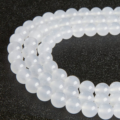35pcs 10mm Natural White Jade Beads Gemstone Beads Round Loose Beads for Jewelry Making