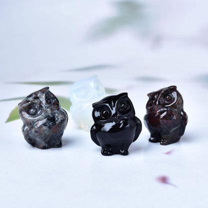 WUYOUSHI Opal Owl Decor Healing Crystal Statue Polished Gemstone Spiritual Decor for Home & Office Desk Energy Stone Gift for Women, Men (Meditation, Reiki)